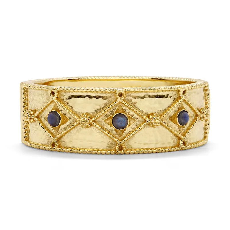 Capucine De Wulf Victoria Hinge Bangle in Hammered Gold/Blue Labradorite