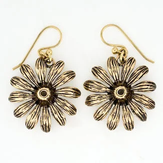 Single Blossom Floral Bronze Earring