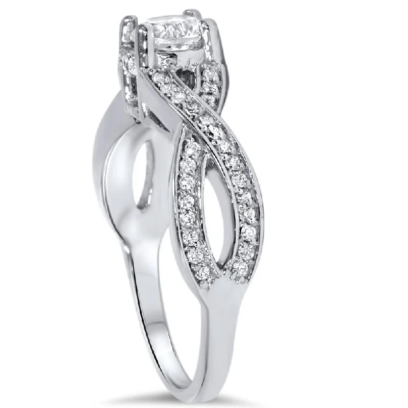 1 1/10ct Diamond Infinity Engagement & Matching Wedding Ring Set White Gold