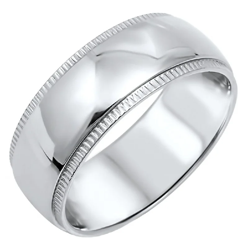 Hollis: Unisex 8mm Coin Edge 316 Stainless Steel Wedding Band Ring