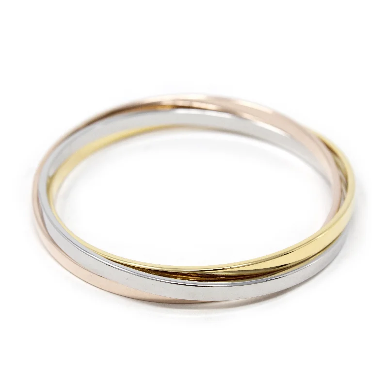 Set of Three Interlocked Plain Bangle 3 Tone