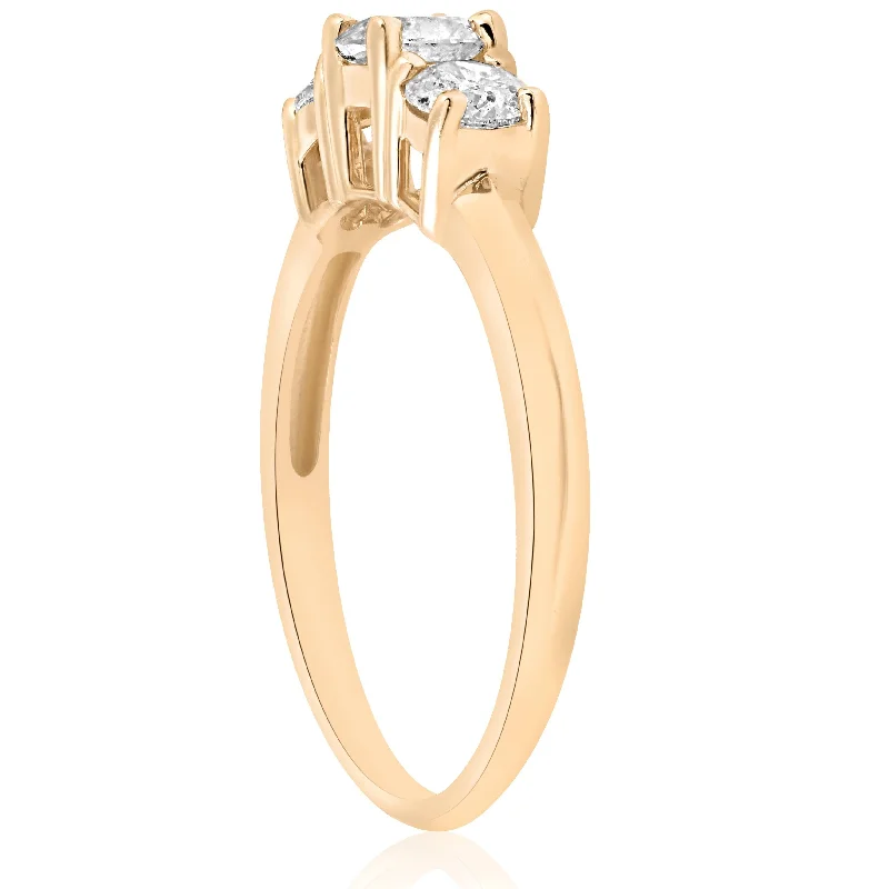 1ct Three Stone Diamond Engagement Anniversary Ring Yellow Gold