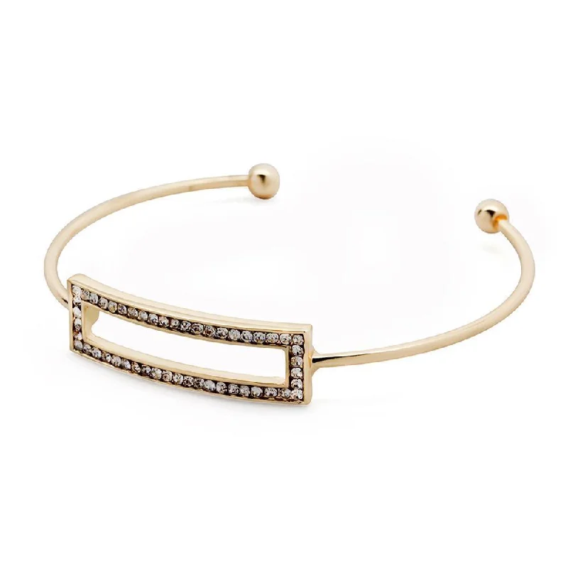 Cubic Zirconia Retangle Thin Bangle Gold Plated