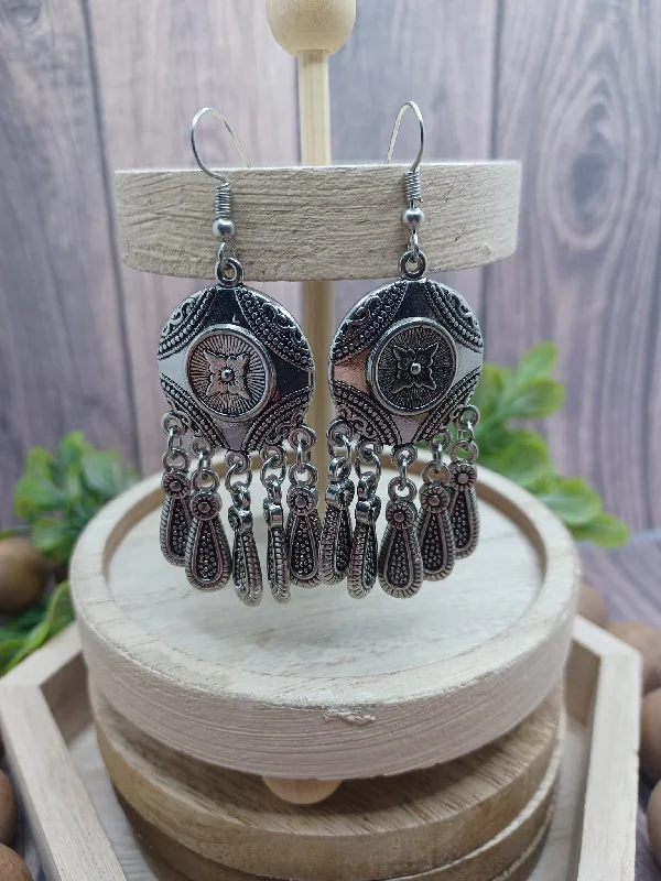 Silver Boho Chic Textured Earrings