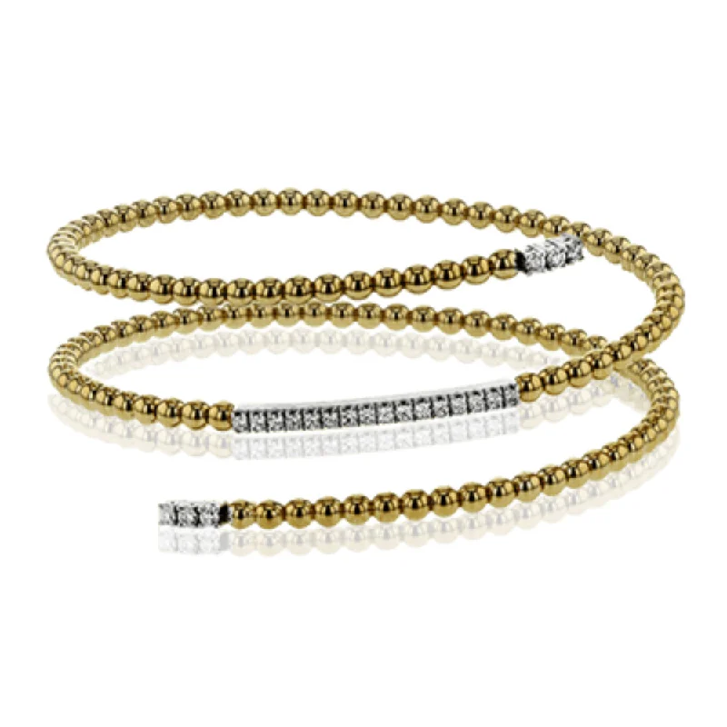 Simon G. 18k Two-Tone Spiral Bangle with Diamonds