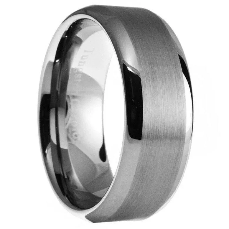 Paris Jewelry Tungsten Silver Brushed Ring Wedding Band 8Mm For Unisex Size 7