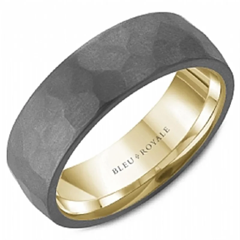 Bleu Royale Tantalum Frosted Hammered Wedding Band