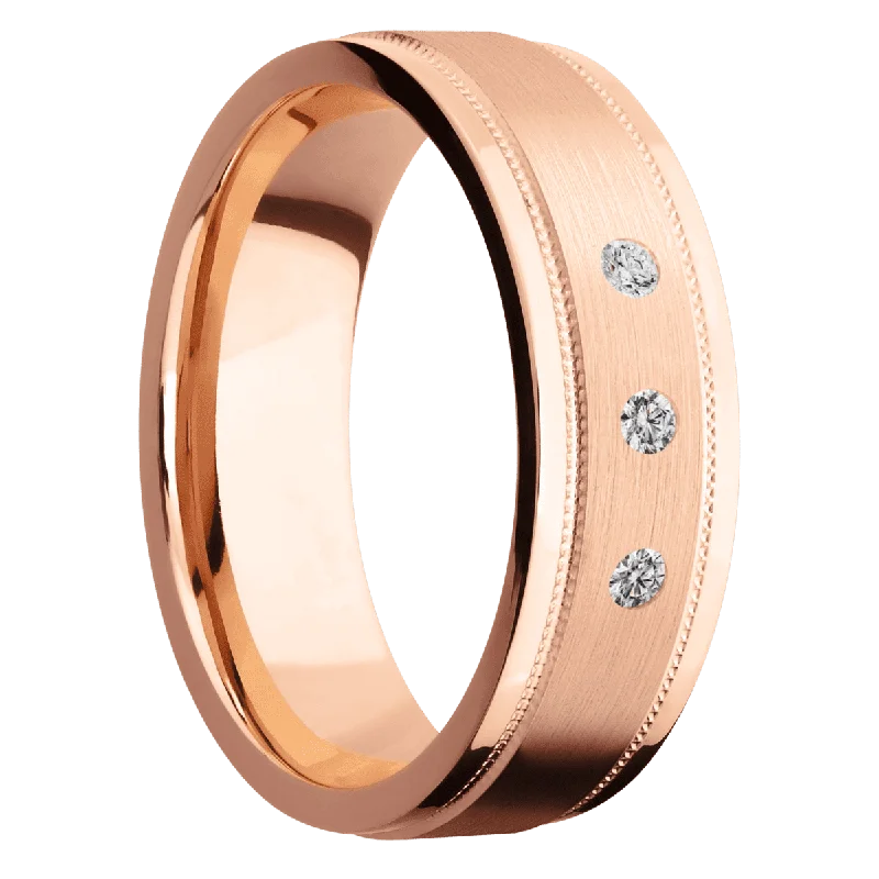 14K Rose Gold with Satin , Polish Finish