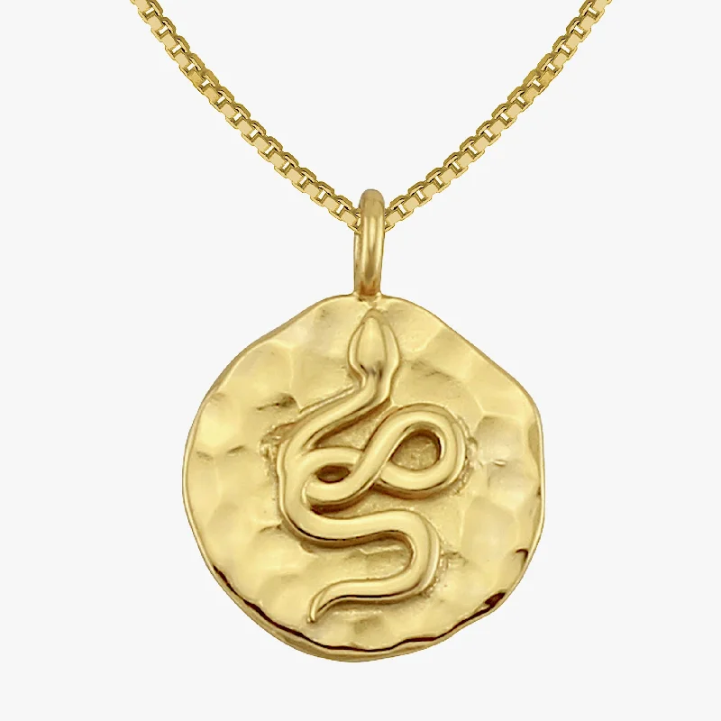 Snake Hammered Disc Necklace