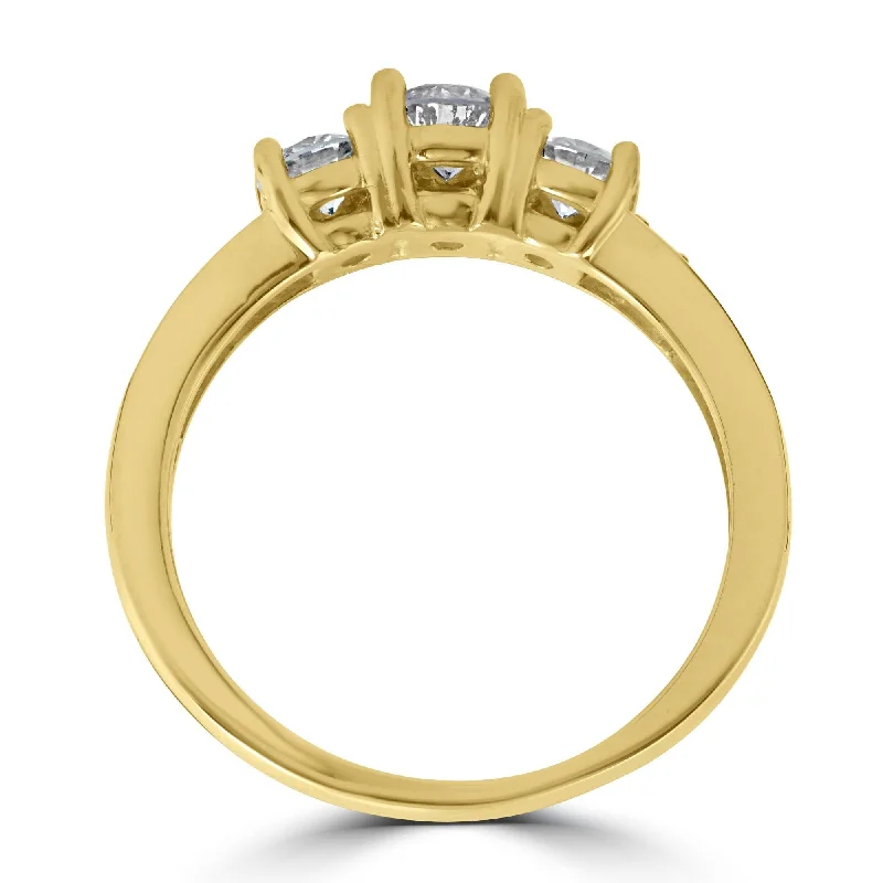 1 1/2 cttw Diamond 3-Stone Engagement Anniversary Ring Yellow Gold