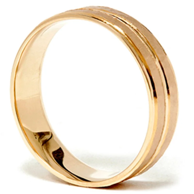 14K Yellow Gold Hammered Comfort Fit Wedding Band Ring