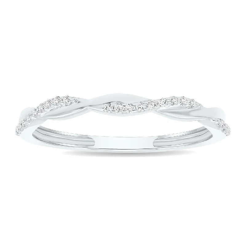 Women's 1/10 Carat TW Diamond Braided Wedding Band in 10K White Gold