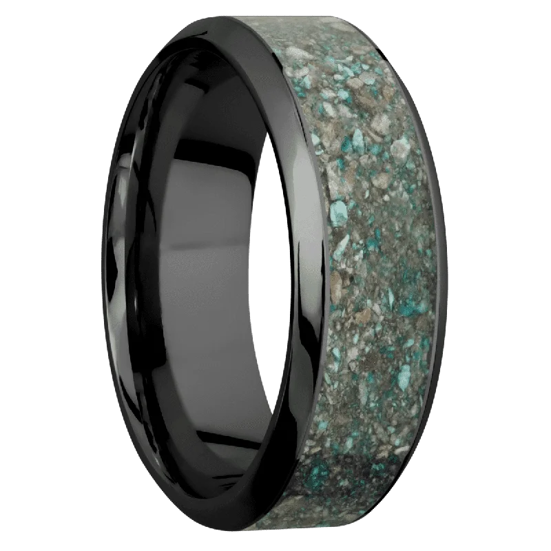 Zirconium with Polish , Polish Finish and Ocean Jasper Inlay