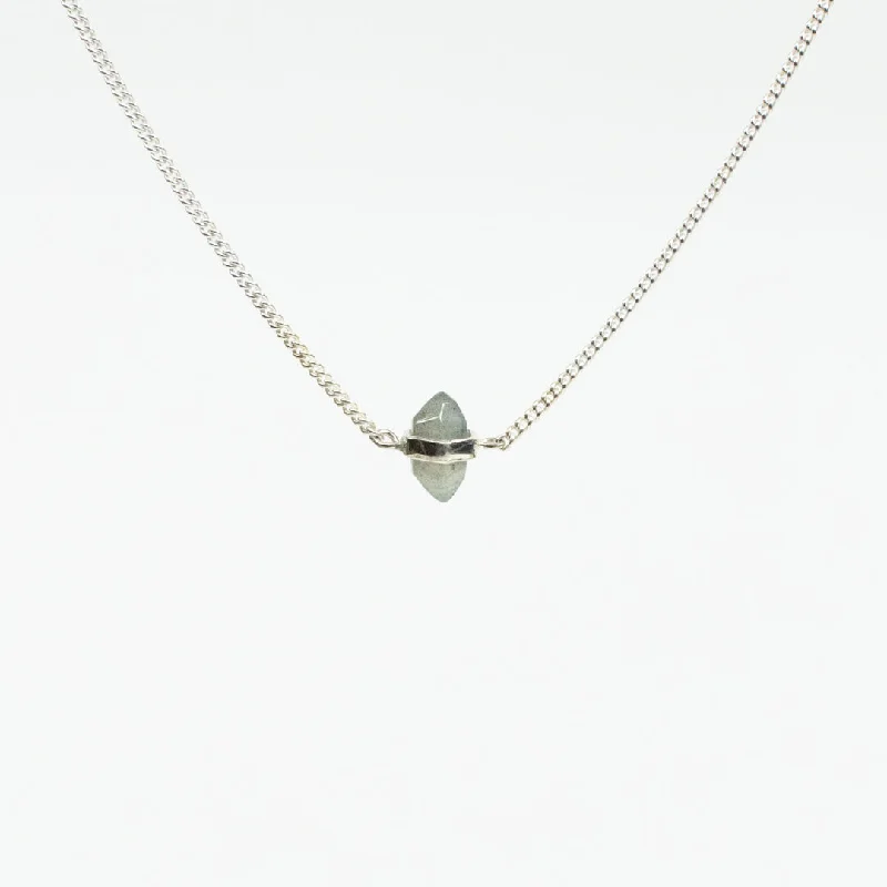 Large Silver Labradorite Wrap Necklace