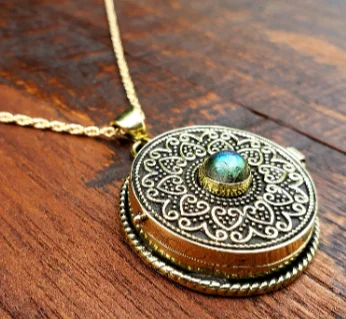 Labradorite Mandala Locket Necklace