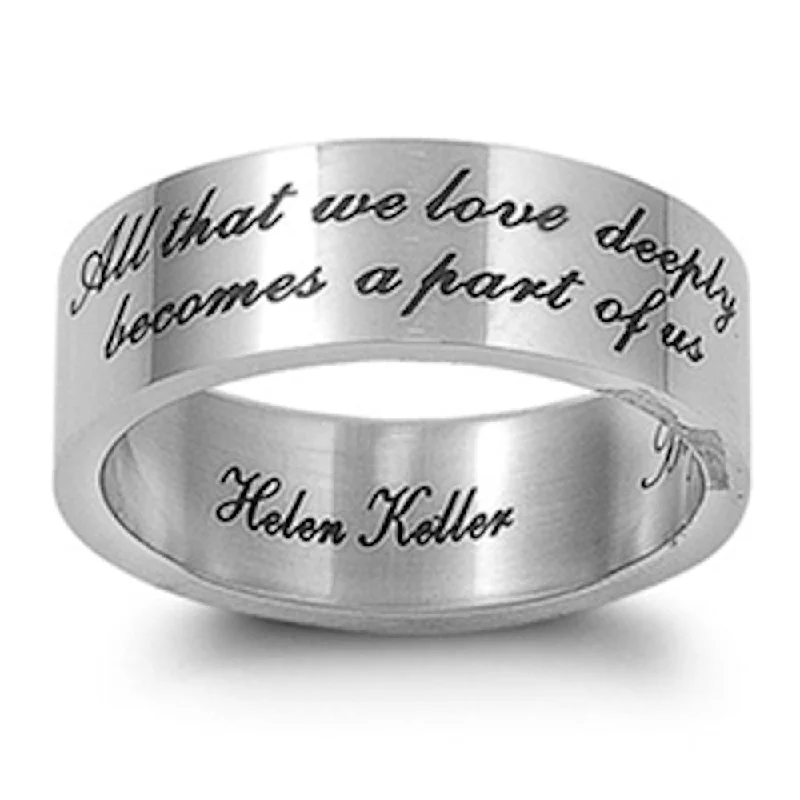 Inspirational Hellen Keller Quote Wedding Band 316 Stainless Steel