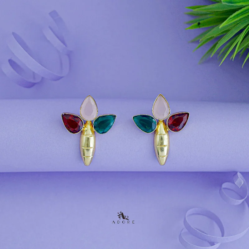 Ahla Tri Glossy Drop Leaf Earring