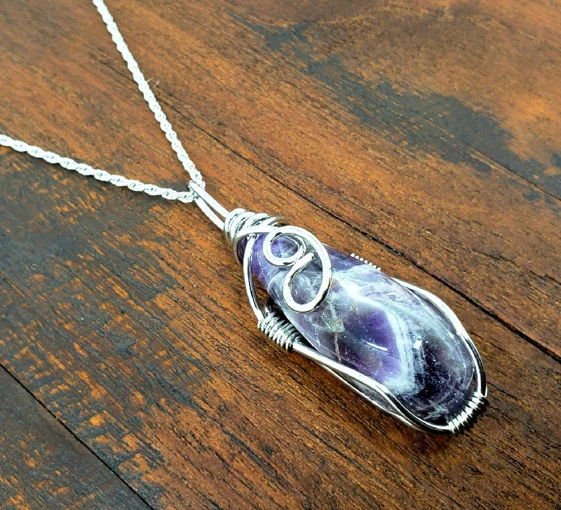 Large Amethyst Wire Wrap Necklace