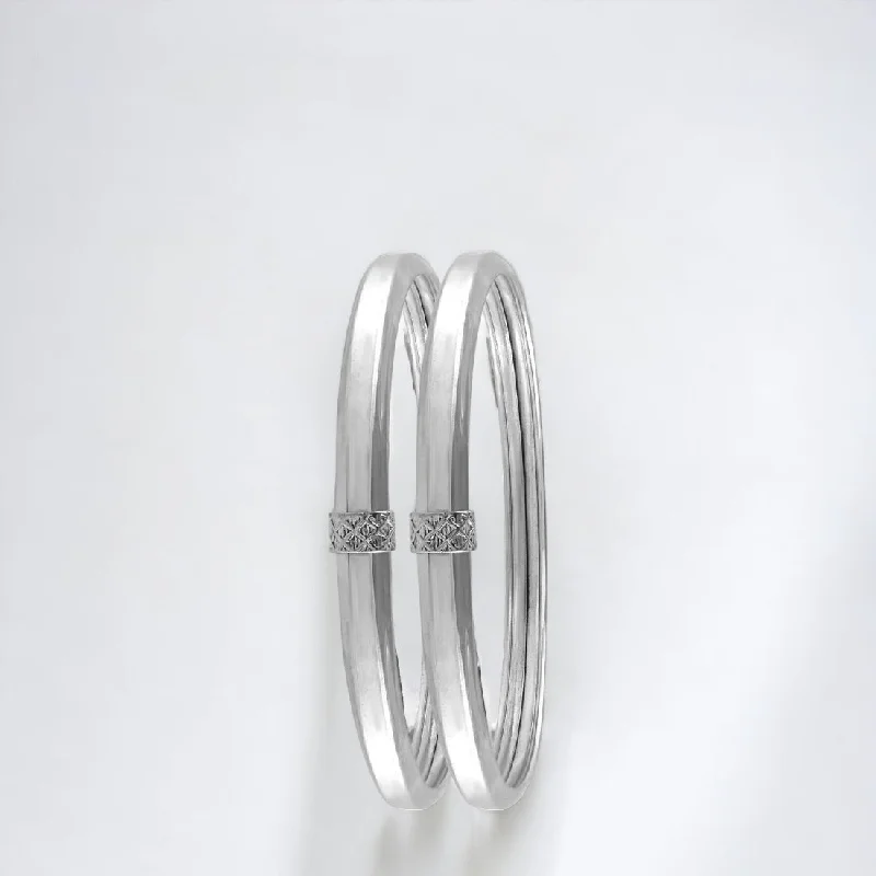 Sterling Silver Kada Bangle Pair For Women & Girls