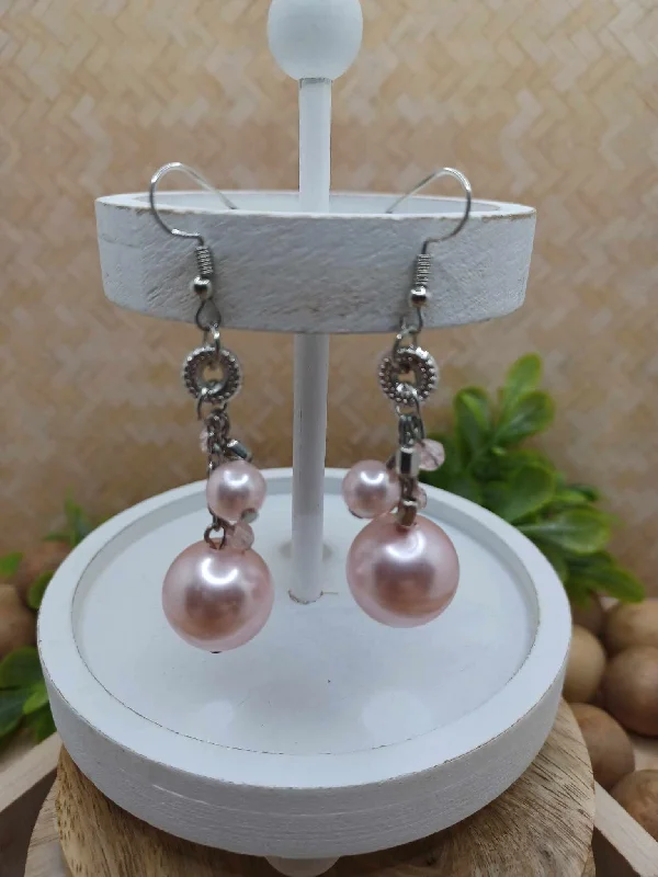 Pink Pearl Dangle Style Earrings