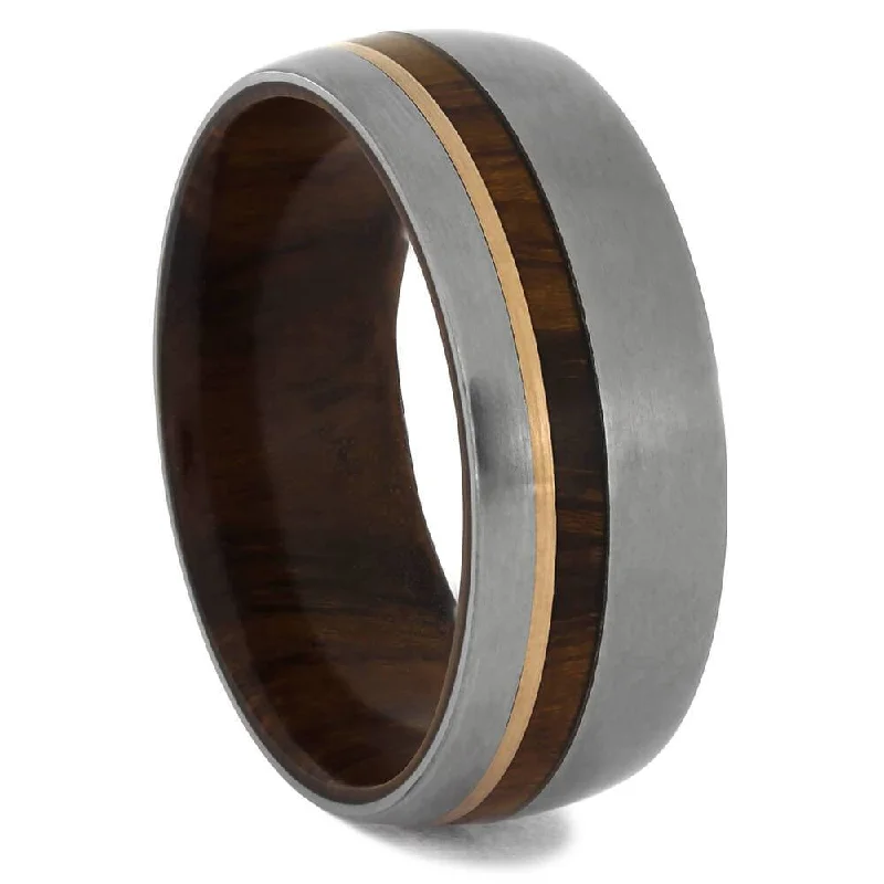 Ironwood Wedding Band with Rose Gold