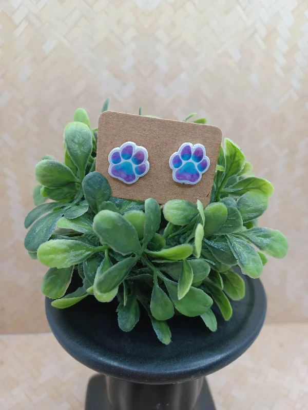 Purple & Blue Paw Print Earrings