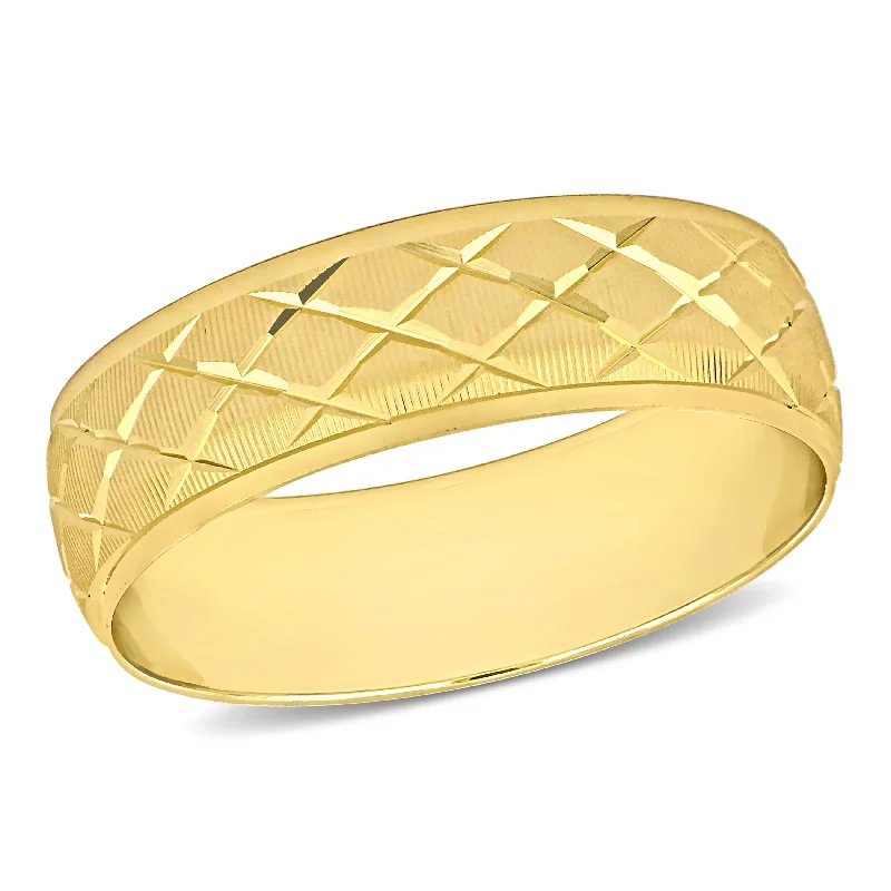 Miadora Mens 6 mm Lattice Wedding Band in 14k Yellow Gold