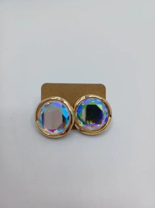 Gold Iridescent Rhinestone Earrings