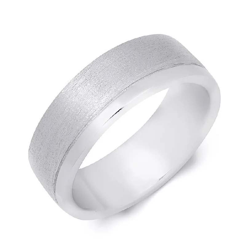 Mens Solid 925 Sterling Silver 7.5mm Anniversary Wedding Band Ring