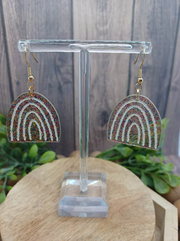 Multicolor Glitter Rainbow Earrings