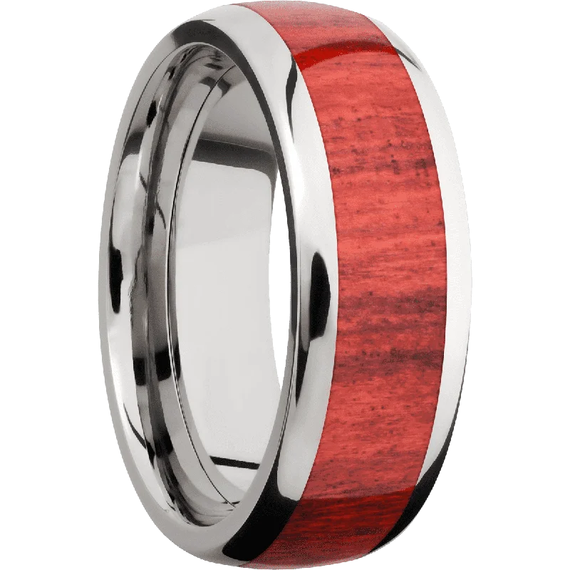 Titanium with Polish Finish and Red Heart Inlay