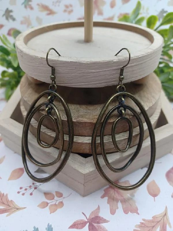 Brass Triple Circle Earrings