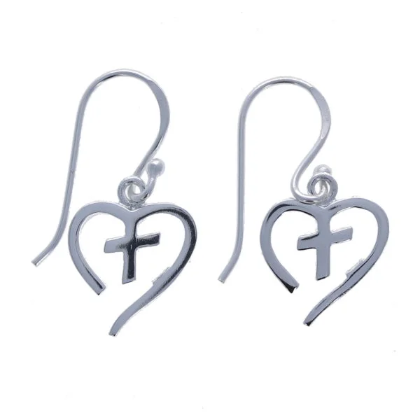 Small Cross & Heart Earrings