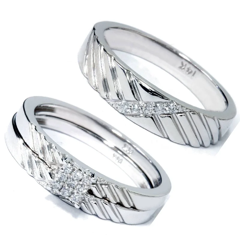 1/4ct Diamond Engagement Matching Wedding Ring Set White Gold