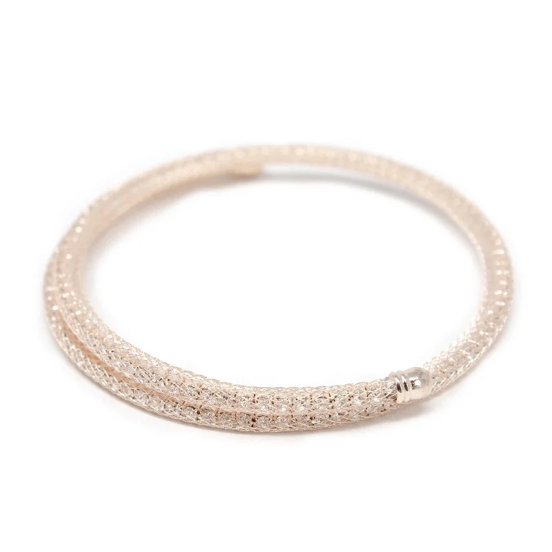 Crystals Mesh Curly Bangle Rose Gold Tone