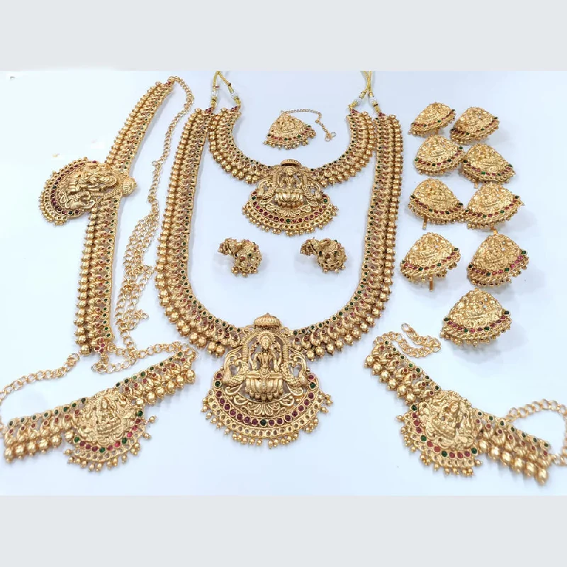 Pooja Bangles Gold Plated Pota Stone And Temple Pearls Bridal Set