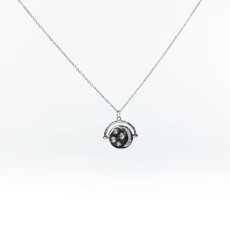 Moon & Stars Flippable CZ Necklace