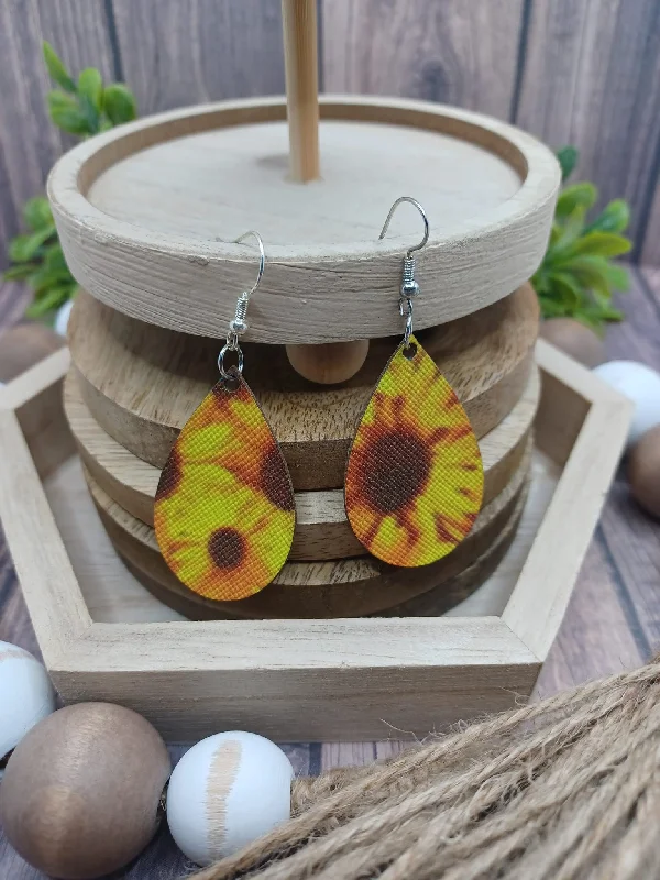 Sunflower Teadrop Shaped Earrings