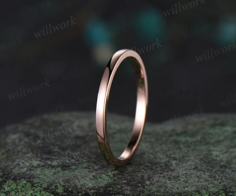 ONLY the plain gold wedding band-handmade 14k Rose gold ring-Stacking band-Full eternity ring