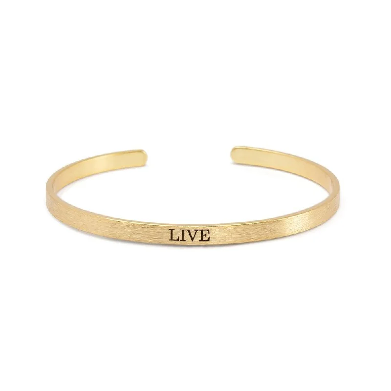 Stacka Brushed Brass Bangle LIVE 4MM Gold Plated