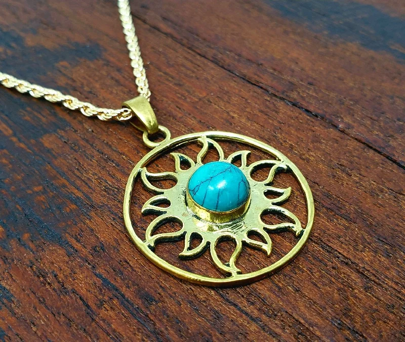 Turquoise Sacred Sun Necklace