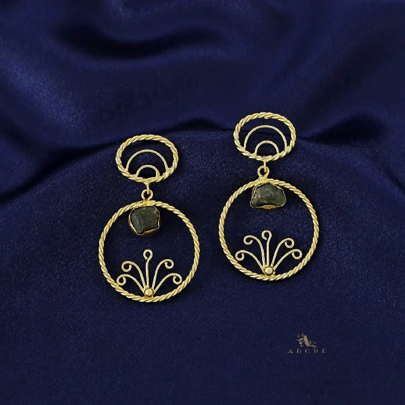 Golden Circle Layer Raw Stone Earring