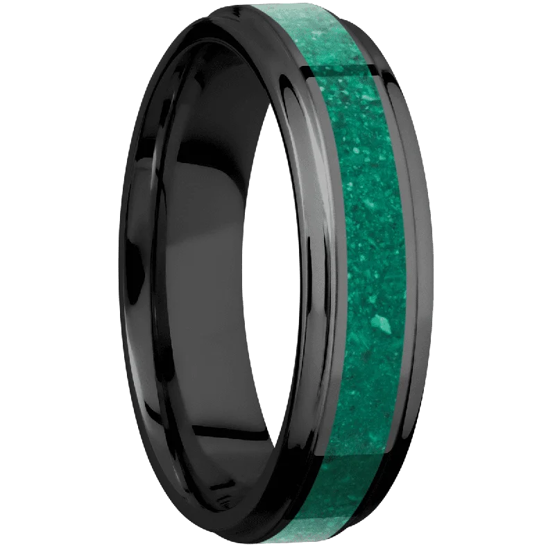 Zirconium with Polish , Polish Finish and Malachite Inlay