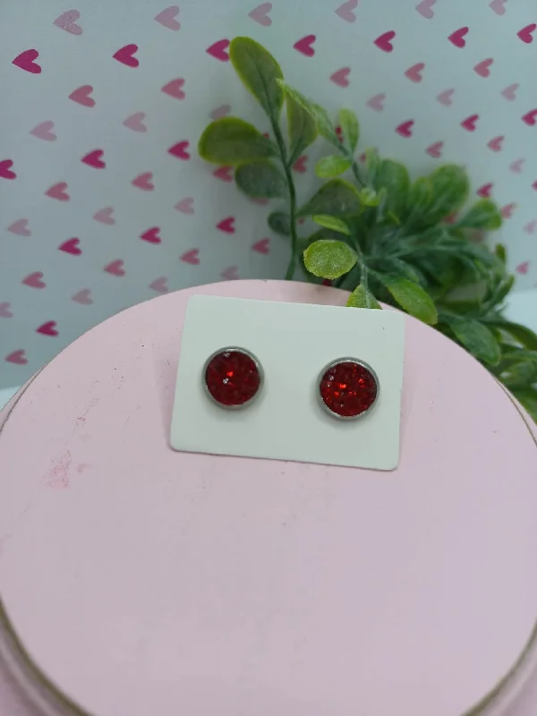 Deeper Red Druzy Earrings