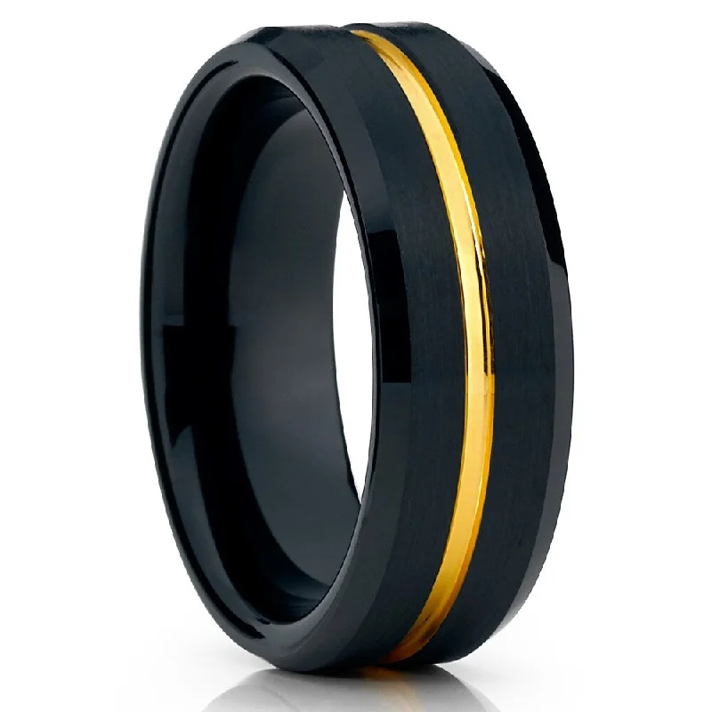 Black Tungsten Wedding Ring 8Mm Comfort Fit Anniversary Engagement Cobalt Free