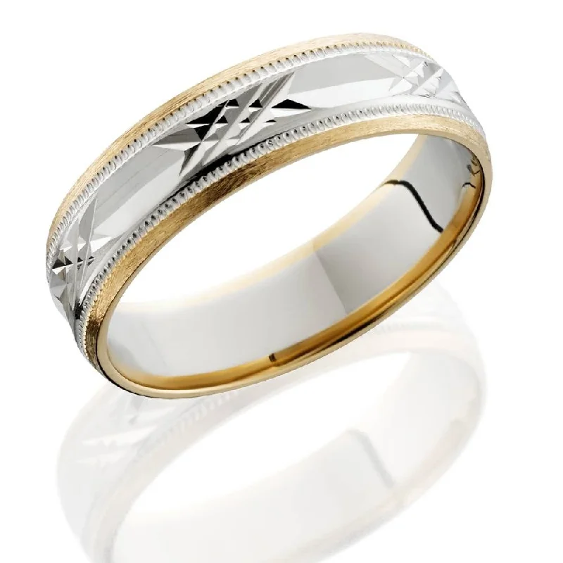 Mens Two Tone 6mm Wedding Band 14K Gold