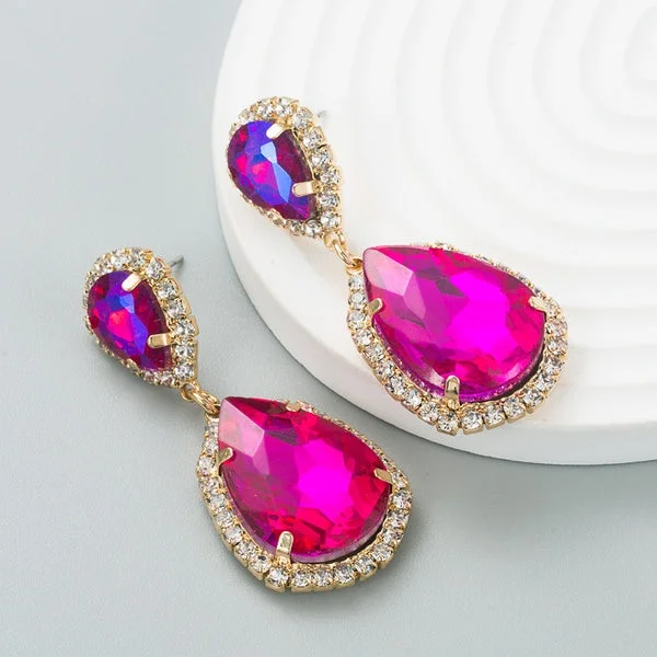 Pink Tear Drop Shaped Earrings