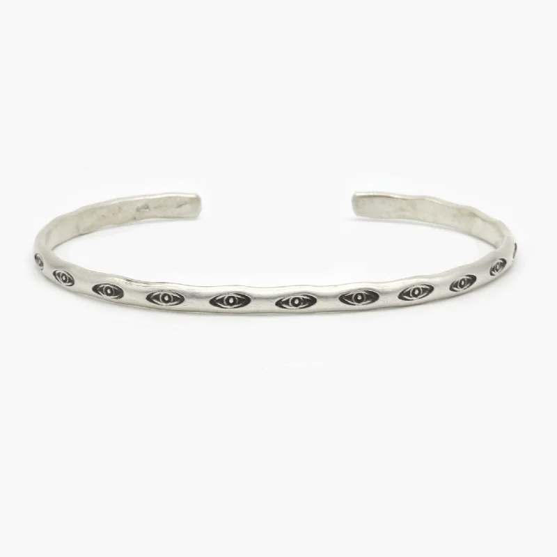 Evil Eye Oxidized Silver Bangle