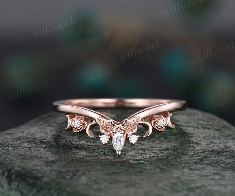 READY TO SHIP: Moissanite Wedding Band - 14k Rose Gold - Ring Size: 7.5 US