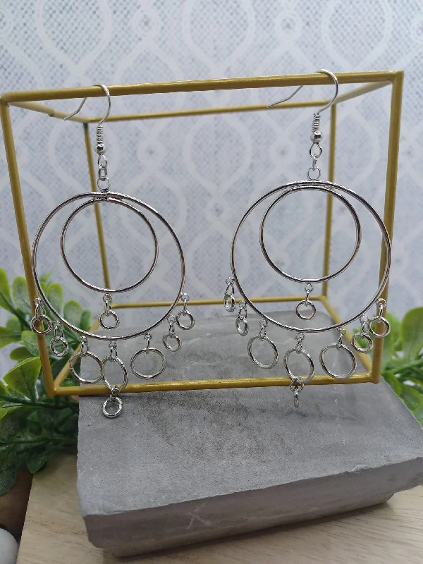 Dainty Double Circle Earrings w/ Circle Dangles